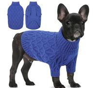 Preferhouse Large Dog Sweater for Pitbulls, Pet Sweaters for Large Dogs Boy Girl, Pets Turtleneck Thick Warm Sweatshirt, Winter Knitwear Clothes for Corgi,French Bulldog, Blue L