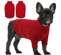 Preferhouse Large Dog Sweater for Pitbulls, Pet Sweaters for Large Dogs Boy Girl, Pets Turtleneck Thick Warm Sweatshirt, Winter Knitwear Clothes for Corgi,French Bulldog, Red L