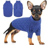 Preferhouse Small Dog Sweater Thermal Knitted Doggy Winter Sweater Pet Clothes Doggie Turtleneck Swaetshirts Puppy Outfits, Blue S