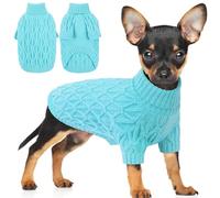 Preferhouse Small Dog Sweater Thermal Knitted Doggy Winter Sweater Pet Clothes Doggie Turtleneck Swaetshirts Puppy Outfits, Lakeblue S