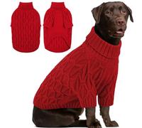 Preferhouse XL Dog Sweater, Fall Winter Pet Clothes for Extra Large Dogs Male Female, Warm Pullover Clothes Pets Winter Apparel for Labrador, Golden Retriever, Red XL
