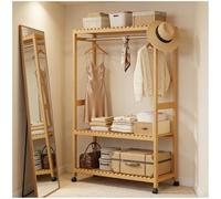 Preferspace Bamboo Clothes Rack with Adjustable Shelves, Heavy Duty Open Wardrobe Organizer, 200 lbs Capacity, Freestanding Closet System(83cm/32.7in)