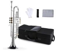 Prefessional Bb Trumpet Brass Material Silver-Plated Surface Shell Buttons Wind Instrument