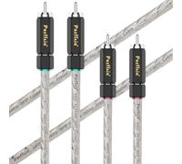 Preffair Audio/Video RCA Wires with Copper Silver Plated Conductor Cable Male to Male RCA Connectors Shielded Interconnect Cables/2 Pcs (3.3FT/1M, Silver Plated)