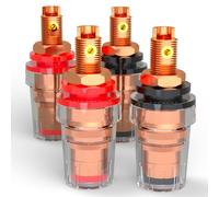 Preffair BP1111 Short Speaker Binding Posts Pure Copper 4mm Banana Jack Socket Speaker Terminal Welding+Screw Fixing Binding Post for Preamp/Amplifiers/Speakers(4pcs)