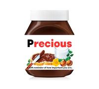Prefilled Custom Text Sticker Wrapper For Jar Chocolate Gift Set - Matte Vinyl Stickers & Labels for 350 g Hazelnut Spread Jars - Birthday Hamper & Christmas Gifts (Precious (fits jar 350 g))