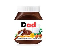 Prefilled Custom Text Sticker Wrapper For Jar Chocolate Gift Set - Matte Vinyl Stickers & Labels for 350 g Hazelnut Spread Jars - Birthday Hamper & Christmas Gifts (Dad (fits jar 350 g))