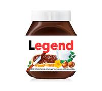 Prefilled Custom Text Sticker Wrapper For Jar Chocolate Gift Set - Matte Vinyl Stickers & Labels for 350 g Hazelnut Spread Jars - Birthday Hamper & Christmas Gifts (Legend (fits jar 350 g))