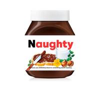Prefilled Custom Text Sticker Wrapper For Jar Chocolate Gift Set - Matte Vinyl Stickers & Labels for 350 g Hazelnut Spread Jars - Birthday Hamper & Christmas Gifts (Naughty (fits jar 350 g))
