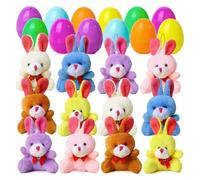 Prefilled Easter Eggs - 2.4x3.3in 12 Pieces Plush Animal Toys, Easter Egg Hunt Filler, For Boys Girls Daycare Centers Birthday Holiday Playroom Nursery Bedroom Living Room