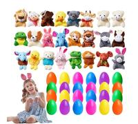 Prefilled Easter Eggs - Bright Decorative Egg Capsules Pack, Cute Stuffed Fillers, Seasonal Surprise Plaything Bundle, Small Cuddly Character Treasure Assorted Selection | For Family Spring