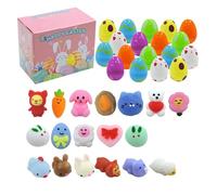 Prefilled Easter Eggs with Squishy Toys, Colorful Bright Assorted Colors Plastic Prefilled Eggs, Perfect for Easter Hunt, Filling Treats, Party Favor, Basket Stuffers, Classroom Prize (18 Pack)