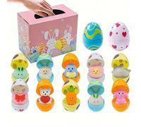 Prefilled Easter Eggs with Stuffed Animals,Plastic Easter Eggs Filled with Bunny Toys,Empty Easters Egg for Basket Stuffers,Easters Egg DIY Prefilled for EasterHunt Supplies