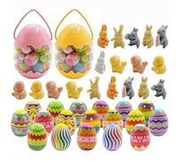 Prefilled Easter Eggs with Stuffed Animals,Plastic Easter Eggs Filled with Bunny Toys,Empty Easters Egg for Basket Stuffers,Easters Egg DIY Prefilled for EasterHunt Supplies