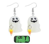 Pregeckit Adopt A Ghost Halloween Earrings for Women, 3D Ghost Pumpkin Corn Glow In The Dark Spooky Earrings Dangle Halloween Day of The Dead Jewelry Gifts, Resin, No Gemstone