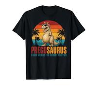 Preggosaurus Rawr Means I'm Hungry for Two Funny Pregnancy Value Graphic T-Shirt, Men, Black, XL