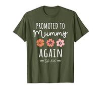 Pregnancy Announcement 2nd Baby Promoted to Mummy Again 2026 T-Shirt, Men, Olive Green, Small