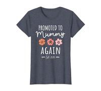 Pregnancy Announcement 2nd Baby Promoted to Mummy Again 2026 T-Shirt, Women, Heather Blue, 3X-Large