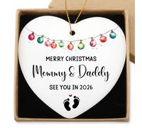 Pregnancy Announcement for Husband Hanging Ornament Ceramic Heart Keepsake New Parents Gifts for Couples Expecting Baby Christmas Ornament See You in 2026 Best Gifts for Expecting Mom Dad