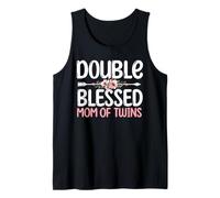 Pregnancy Announcement Mommy | Double Blessed Mom of Twins Tank Top