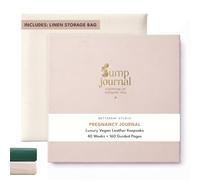 Pregnancy Journal - Faux Leather Pregnancy Book Diary - Record Special Moments - 154 Page Memory Book For Your Journey - Baby Keepsake For First Time Mums - Protective Cotton Dust Cover (Pale Pink)