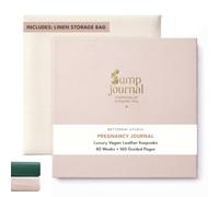 Pregnancy Journal - Faux Leather Pregnancy Book Diary - Record Special Moments - 154 Page Memory Book For Your Journey - Baby Keepsake For First Time Mums - Protective Cotton Dust Cover (Blush Pink)