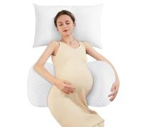Pregnancy Pillow Cooling for Sleeping, Detachable and Adjustable Double-Sided Support Maternity Pillow Skin-Friendly for Pregnant Women Back, HIPS, Legs(30°Slope Design Verified by Expectant Mothers)
