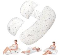 Pregnancy Pillow for Sleeping, Portable Maternity Pillow for Side Sleeper, Soft Adjustable Width, Pregnancy Body Pillow with Washable Pillow Cover for Back, HIPS, Legs