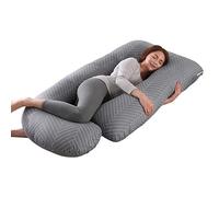 Pregnancy Pillow, Maternity Support Pillow Full Body Pillow G shaped Upgrade Support for Back, Hips, Legs, Belly for Pregnant Women (Striped Gray)