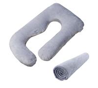 Pregnancy Pillow Replacement Cover Compatible with Momcozy Pillows, Removable and Washable U Shaped Smooth Maternity Pillow Cover, Soft Large Pillow Protector for Side, Gray (ONLY Pillowcase)