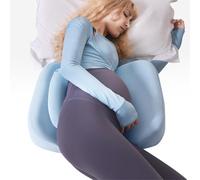 Pregnancy Pillows for Sleeping, Memory Foam Maternity Pillow for Side Sleeper, Pregnancy Wedge Pillow for Pregnant Women Support for Back, Belly, Hips, Detachable Pillow Cover (Blue)