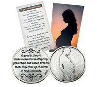 Pregnancy Prayer Token Set with St Gerard Italian Metal Pregnant Woman Pocket Trinket and Expectant Mothers Holy Card Gift Pack for Christian Women