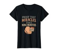 Pregnancy Reveal Humor Proof Miracles Take Nine Months T-Shirt
