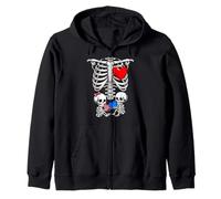Pregnancy Skeleton Girl Boy Baby Twins X-Ray Pregnant Zip Hoodie