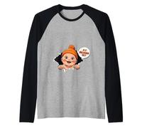 Pregnant Baby Peek Out Costume - Cute Maternity Halloween Raglan Baseball Tee