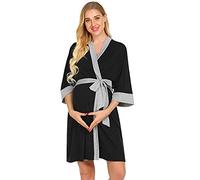 Pregnant Bathrobe Dressing Gown Pregnancy Bathrobe Soft Nursing Nightdress Bathrobe for Pregnant Women with Belt Nursing Nightdress Sleep Shirt Nursing Nightdress Maternity Nightdress, black,