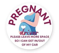 Pregnant Driver Car Magnet, Please Leave More Space so I can get in/Out of My car, Leave Room to Open Door Caution Sign, White Pink Blue, Great Gift for New Mom to be