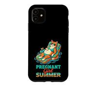 Pregnant Girl Summer Cat Pool Float Graphic Case for iPhone 11