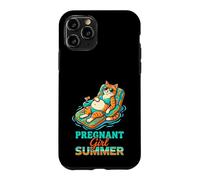 Pregnant Girl Summer Cat Pool Float Graphic Case for iPhone 11 Pro