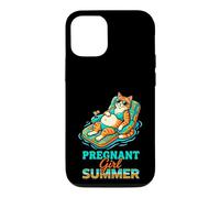 Pregnant Girl Summer Cat Pool Float Graphic Case for iPhone 12/12 Pro