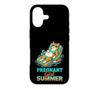 Pregnant Girl Summer Cat Pool Float Graphic Case for iPhone 17