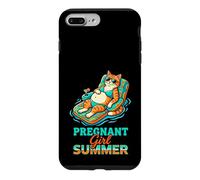 Pregnant Girl Summer Cat Pool Float Graphic Case for iPhone 7 Plus/8 Plus