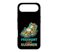 Pregnant Girl Summer Cat Pool Float Graphic Case for iPhone Air