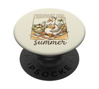 Pregnant Girl Summer Funny Goose Mom On The Beach PopSockets Adhesive PopGrip