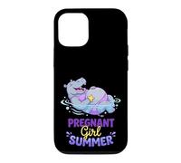 Pregnant Girl Summer Hippo River Float Graphic Case for iPhone 12/12 Pro