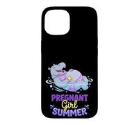 Pregnant Girl Summer Hippo River Float Graphic Case for iPhone 15