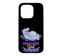 Pregnant Girl Summer Hippo River Float Graphic Case for iPhone 15 Pro