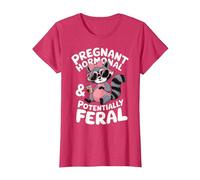 Pregnant Hormonal and Potentially Feral T-Shirt, Women, Red Heather, Medium