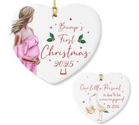 Pregnant Mom Gifts Pregnancy Announcement Baby Bump Christmas Ornament Our Little Present is Due to Be Unwrapped in 2026 Gifts for Expecting Dad Mom Christmas Tree Decorations Ceramic Ornaments