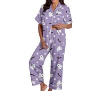 Pregnant Pajamas Women Ladies Floral Print Button Down Sleepwear Comfortable Outfit Soft Sleepwear for Women Cosy Home Wear Breast Compresses Breastfeeding, Light purple, XXL